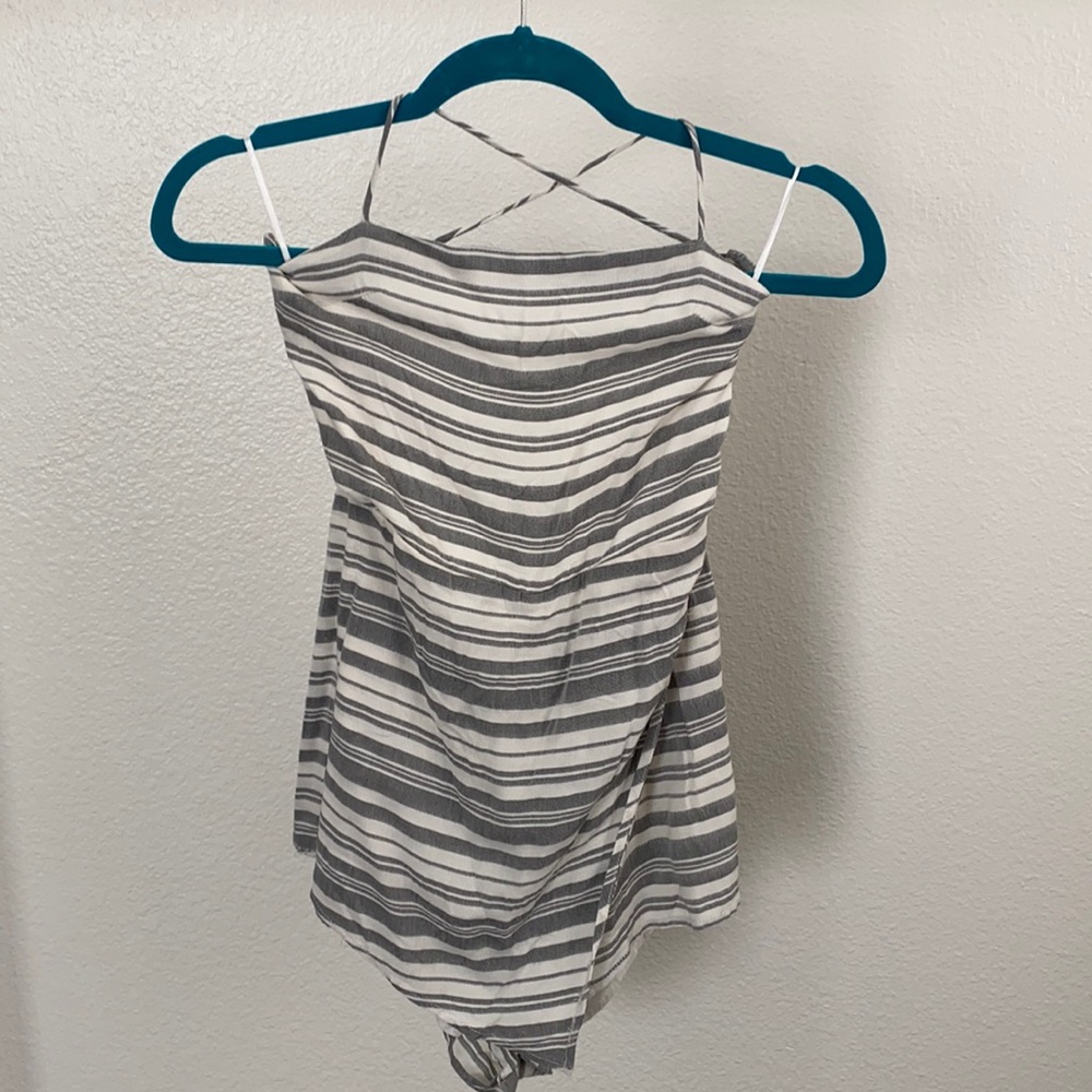Striped Open-Back Romper